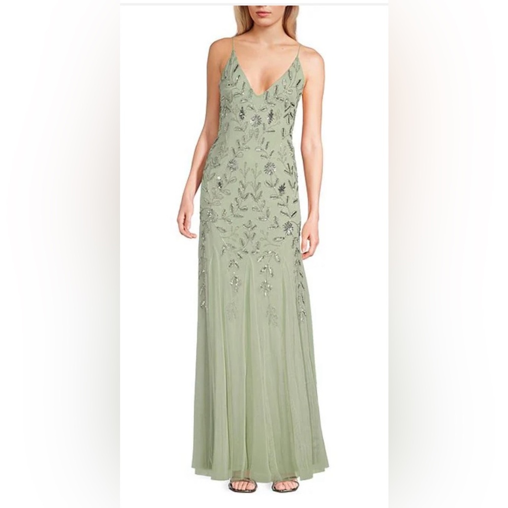Beaded V-neck long dress
